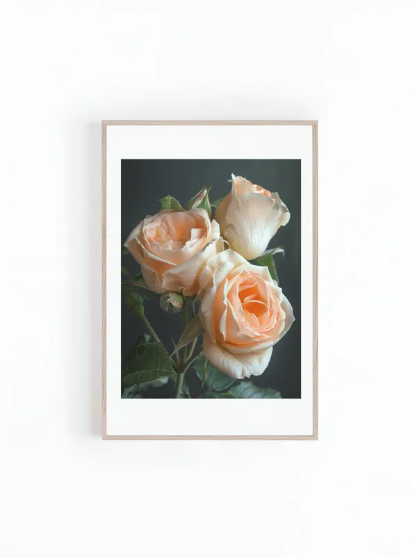 White Rose Bouquet Floral Art Print for Walls