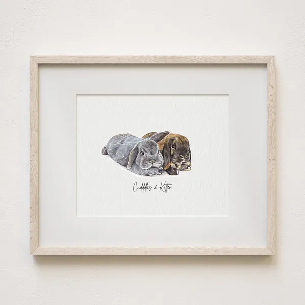 Mini Custom Watercolor Rabbit Portrait Art Print
