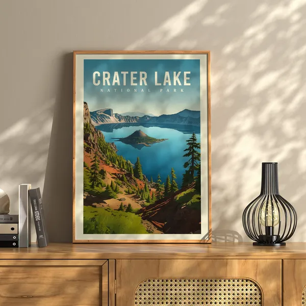 Crater Lake National Park Oregon Travel Poster, US