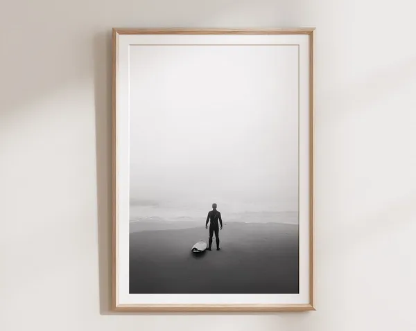 Surfing Art Print, Black and White Surf Poster