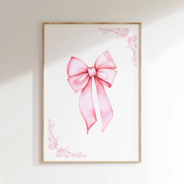 Pink Bow Preppy Aesthetic Wall Art Print