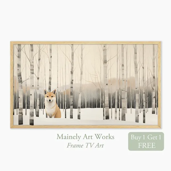 Red Fox Winter Landscape Watercolor Art Print