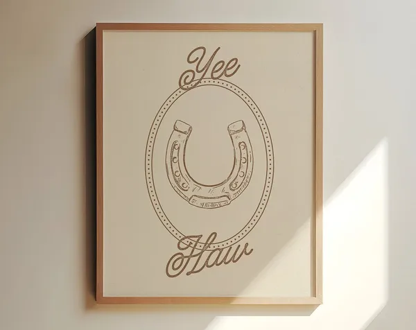 Yeehaw Minimalist Western Art Print, Vintage Country