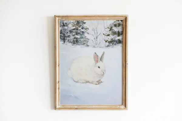 Rustic French Country Rabbit Art Print, Vintage Nursery