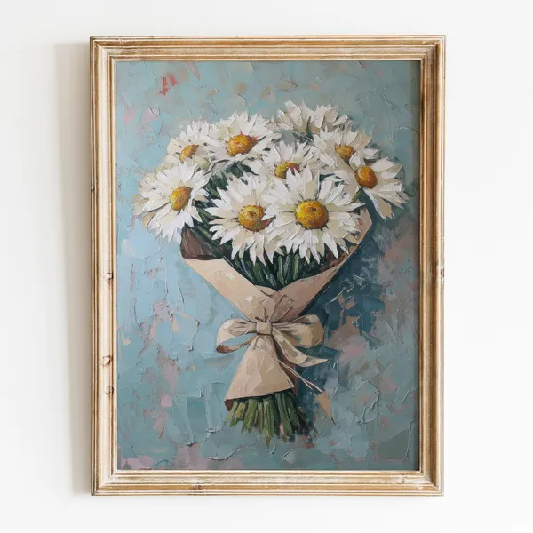 Daisy Bouquet Art Print, Preppy Room Decor