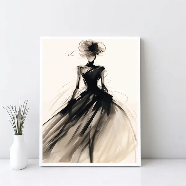 Fashion Sketch Modern Line Drawing Wall Art Print