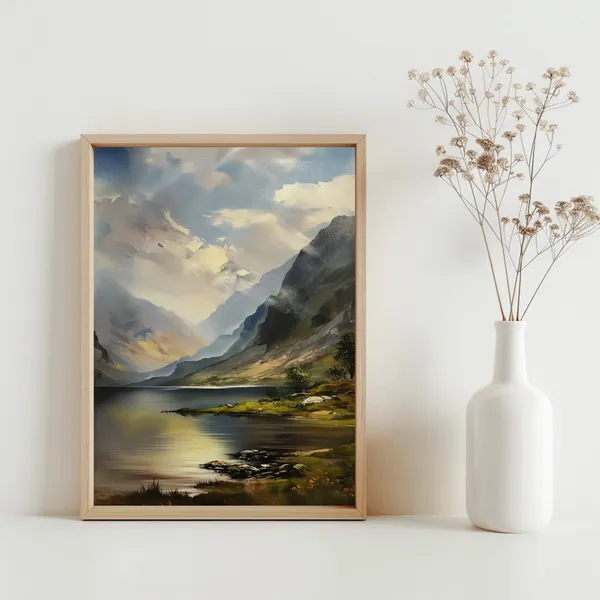 Scotland Highland Vintage Travel Poster, Mountain Landscape