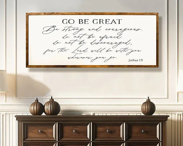 Joshua 1:9 Scripture Sign, Farmhouse Wall Art Print
