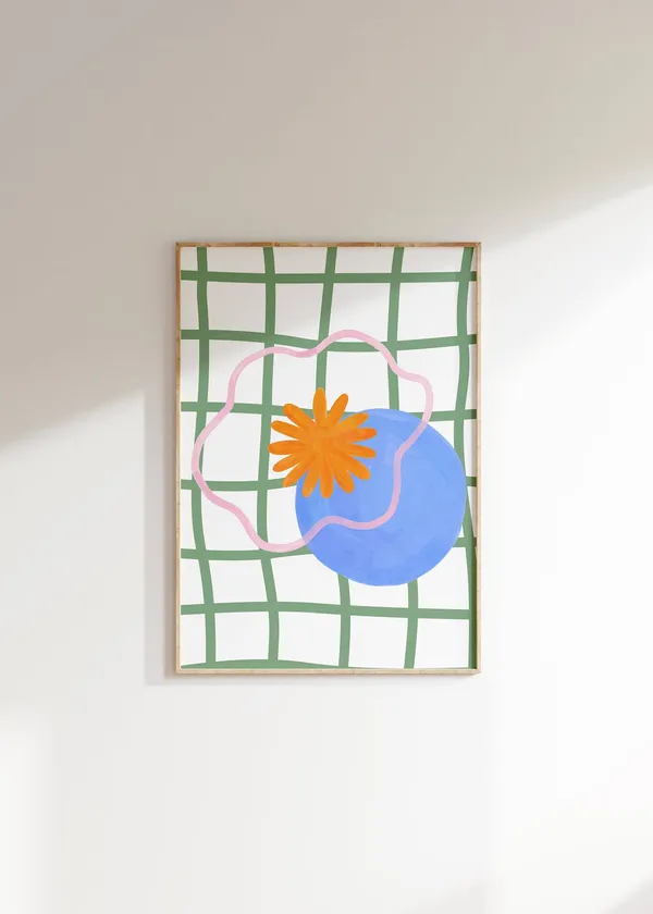 Geometric Shapes Colorful Art Print, Danish Pastel Decor