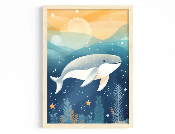 Whale Illustration Nursery Decor Art Print