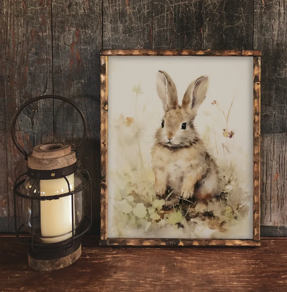 Baby Rabbit Vintage Style Art Print, Cottage Easter - Image 2
