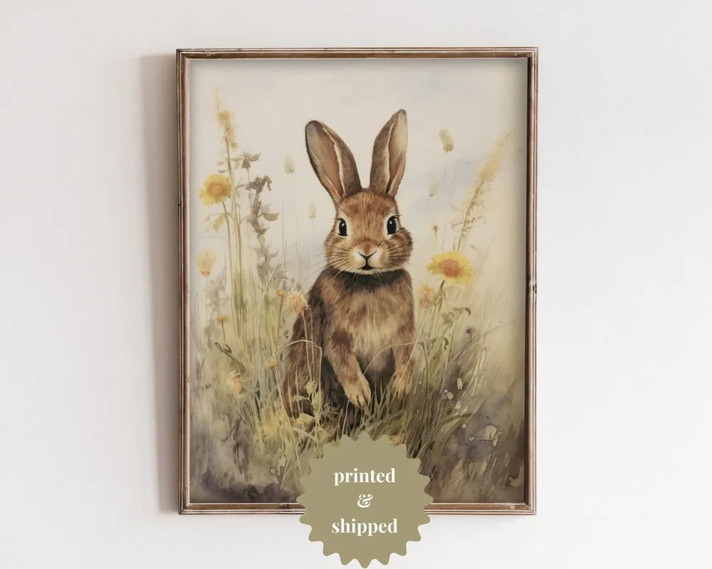 Little Rabbit Vintage Style Art Print, Easter Decor