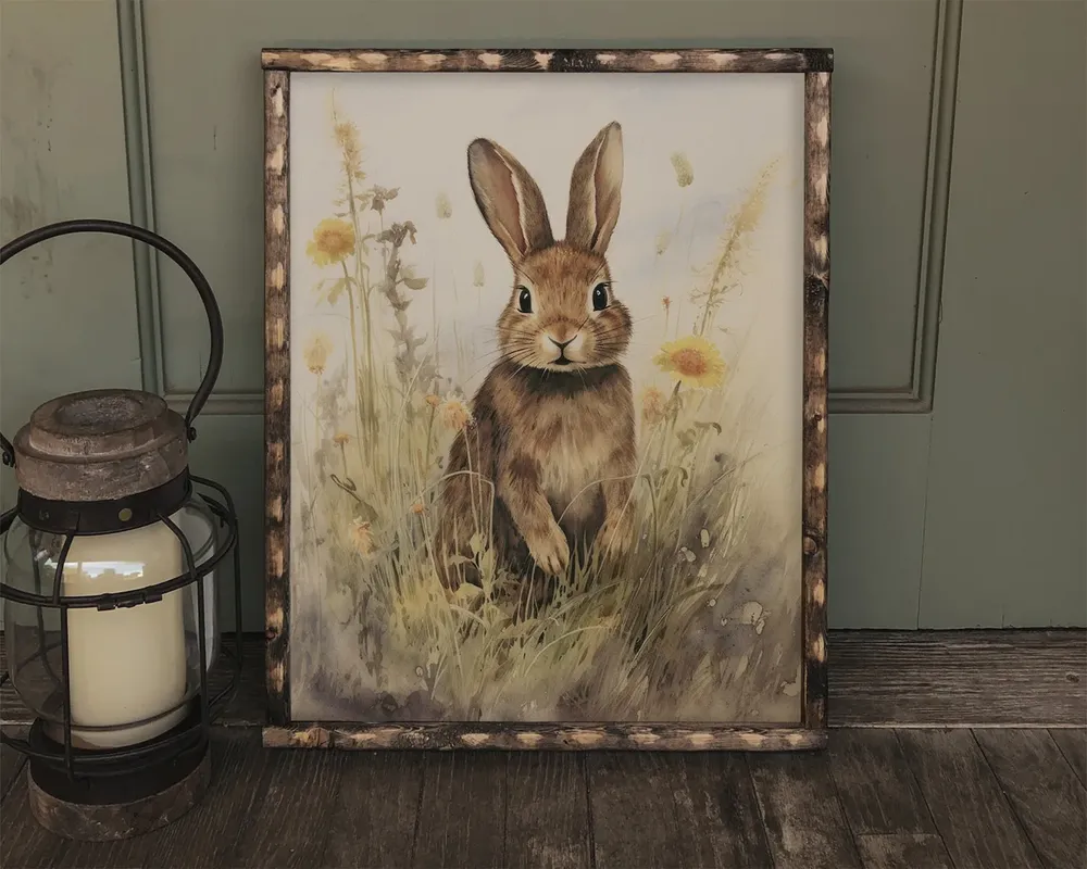 Little Rabbit Vintage Style Art Print, Easter Decor - Image 2