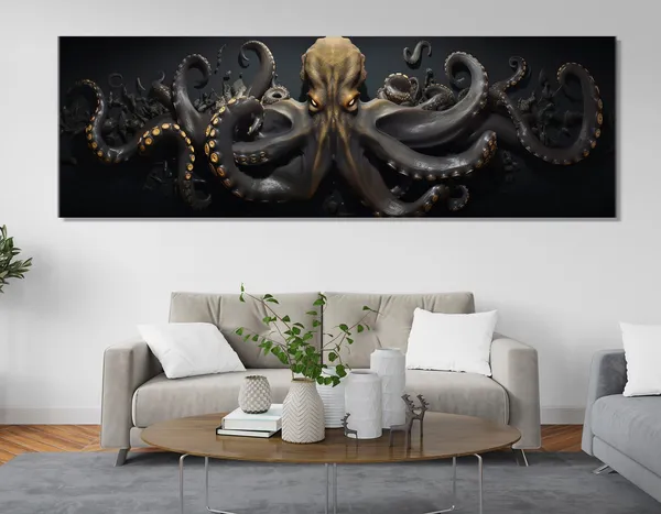 Abstract Octopus Art Print, Modern Underwater Decor