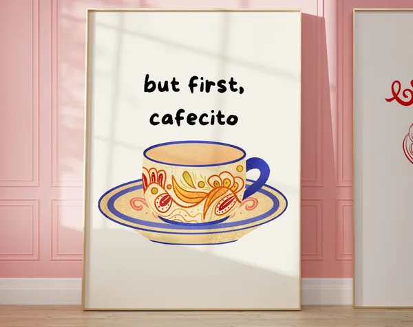 But First Cafecito Minimalist Coffee Art Print