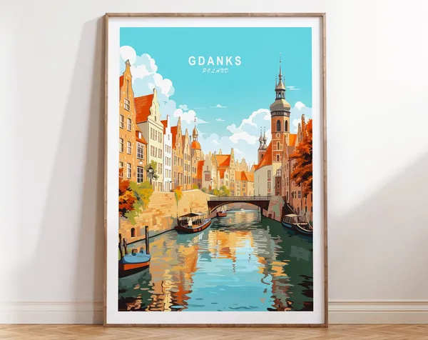 Gdansk Travel Poster, Poland Travel Art Print