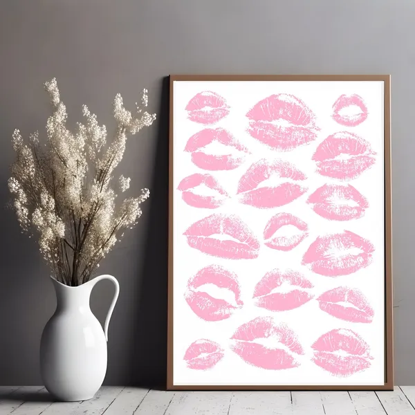 Kiss Lips Pink Lips Fashion Wall Art Poster