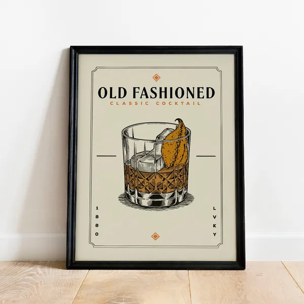 Old Fashioned Cocktail Home Decor Poster Print