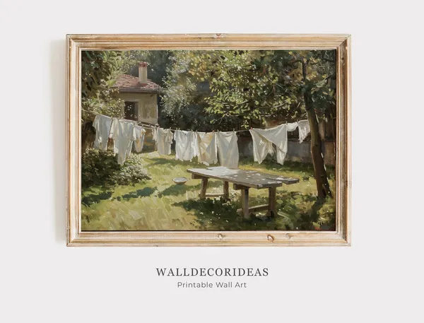 Vintage Farmhouse Laundry Room Summer Landscape Art Print