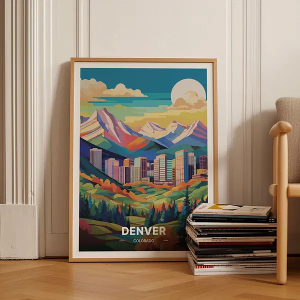 Denver Colorado Travel Poster, Mid Century Modern