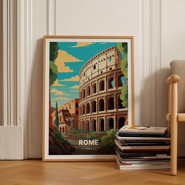 Rome Travel Poster Italy Landscape Art Print