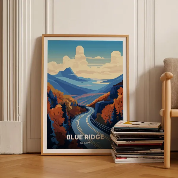 Blue Ridge Parkway Travel Poster, Scenic Road Art Print
