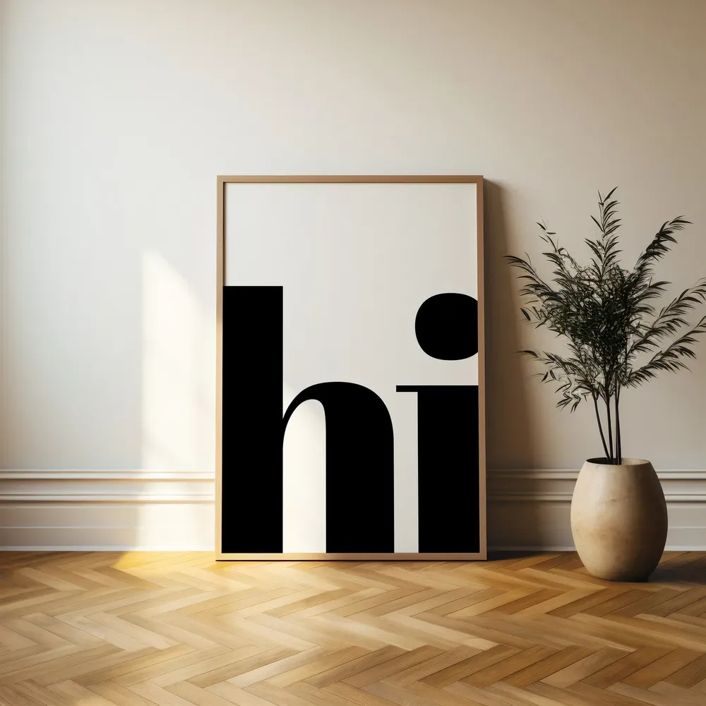 Hi Black and White Typography Art Print