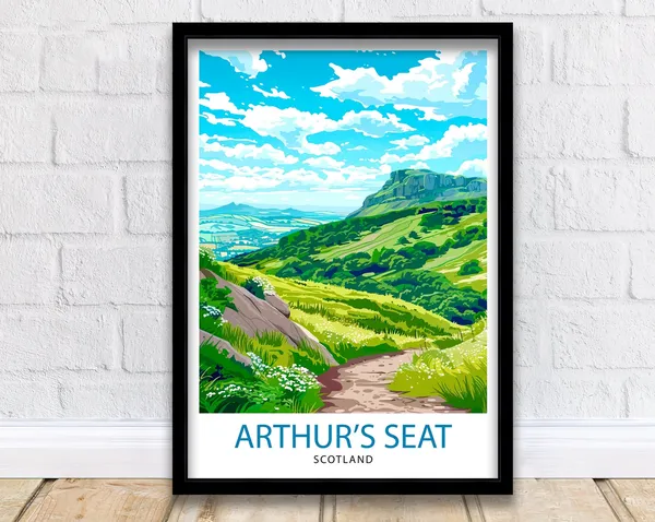 Arthur's Seat Scotland Travel Poster, Edinburgh Landmark