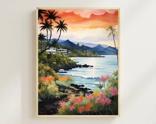 Hawaii Beach Art Print, Big Island Coastal Decor