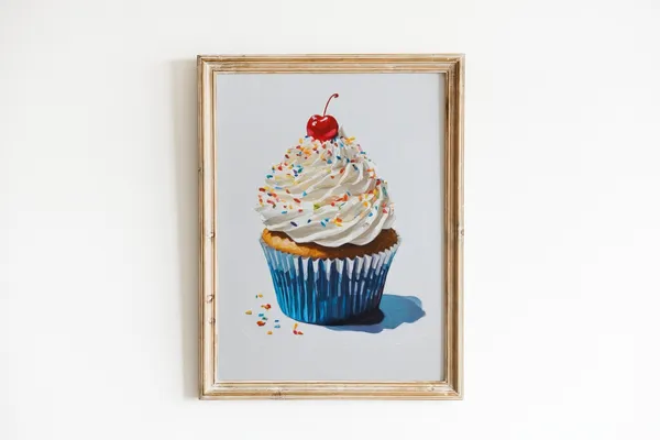 Cupcake Painting Retro Kitchen Art Print