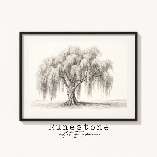 Willow Tree Sketch Botanical Minimal Portrait Art Print
