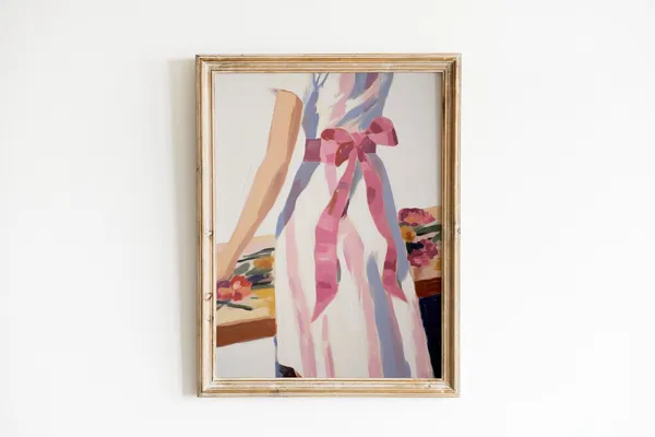 Girly Pink Bow Print, Coquette Apartment Decor