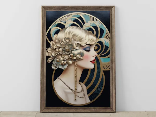 Art Deco Woman Portrait, Vintage Inspired Art Print