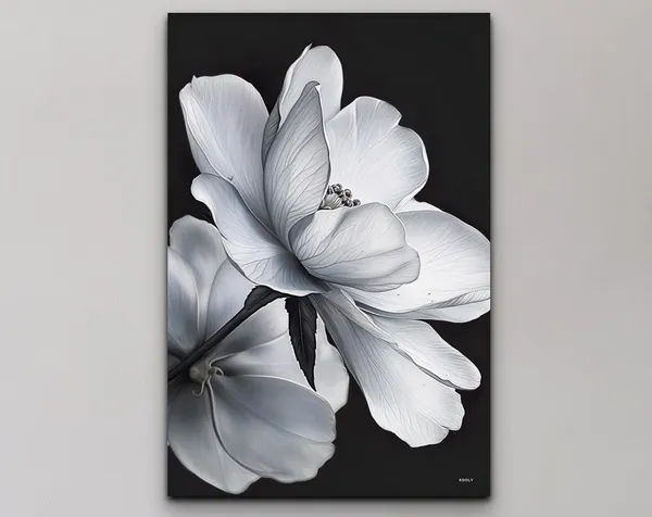 White Flowers Black Background Art Print