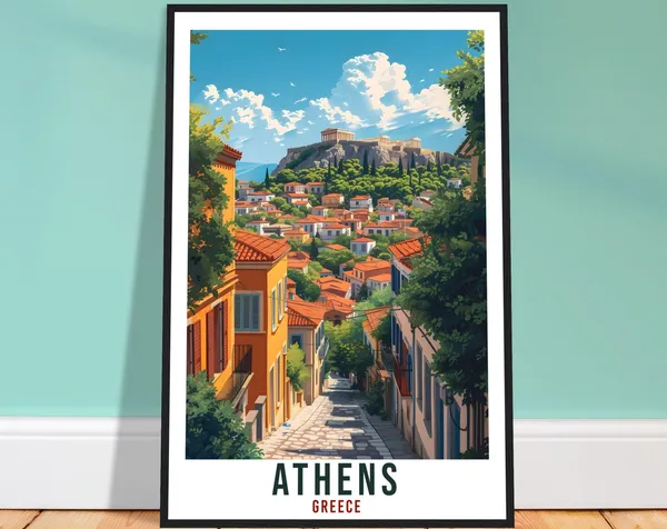 Athens Travel Poster, Greek City Wall Art