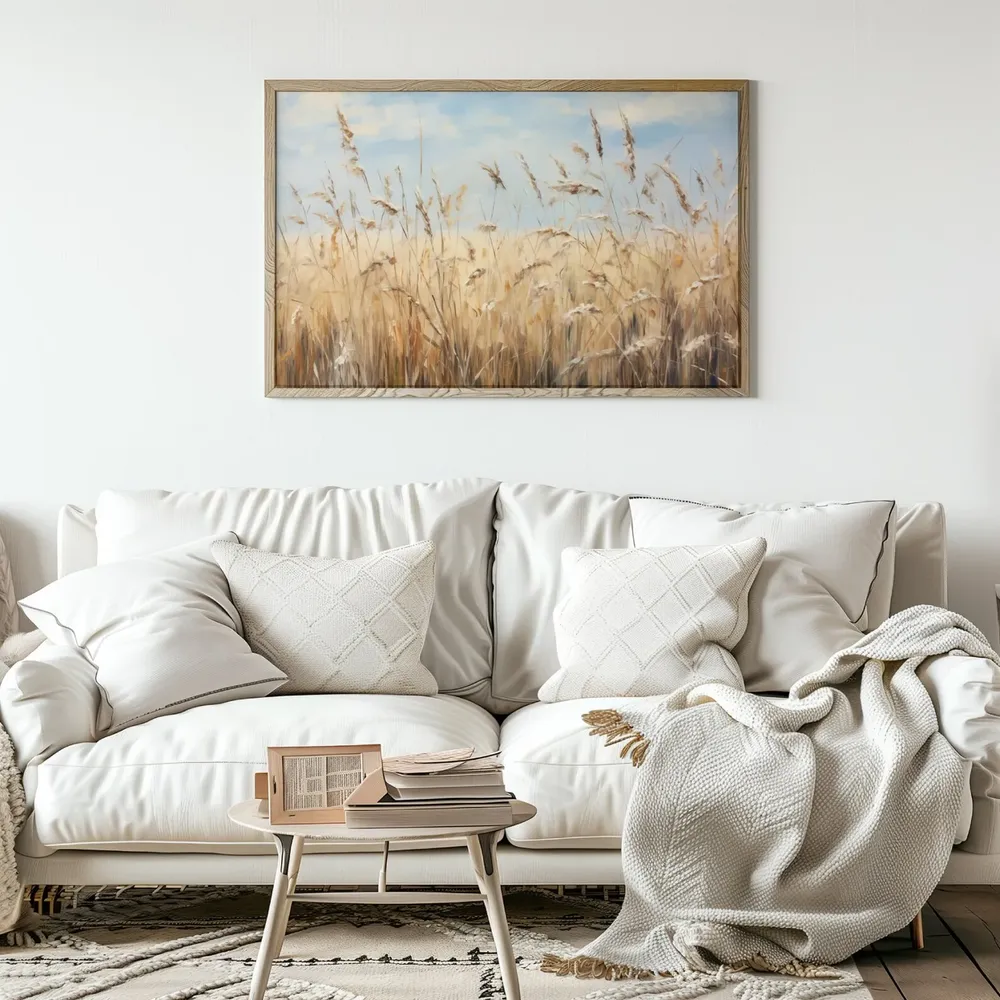 Prairie Grass Oil Painting, Neutral Landscape Art Print - Image 5
