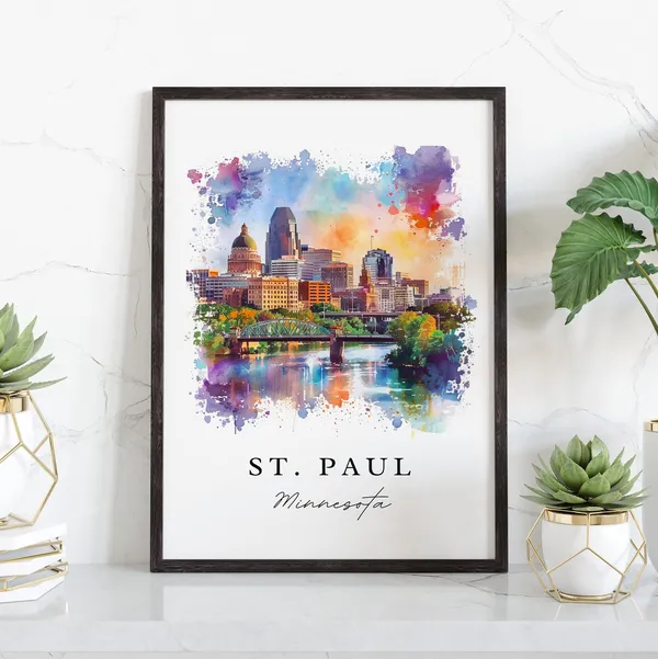 St Paul MN Custom Text Travel Poster, Minnesota