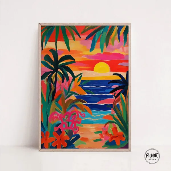 Matisse-Inspired Tropical Beach Art Print