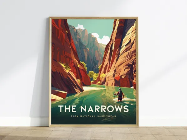 Zion National Park, The Narrows Canyon Travel Poster