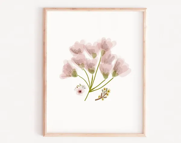 Floral Art Girls Boho Print, Neutral Nursery Decor