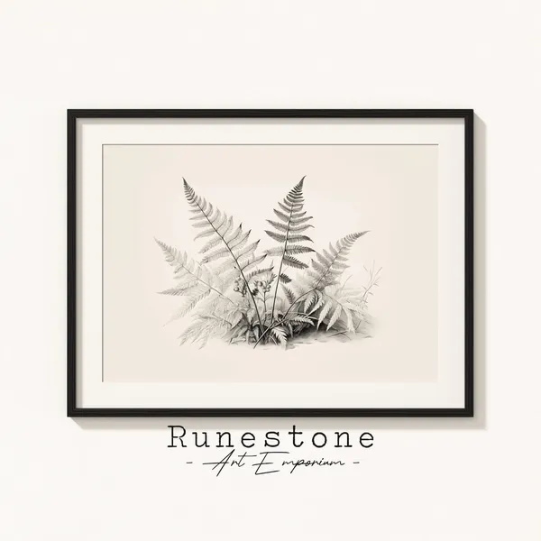 Fern Plant Botanical Sketch Art Print, Neutral Decor