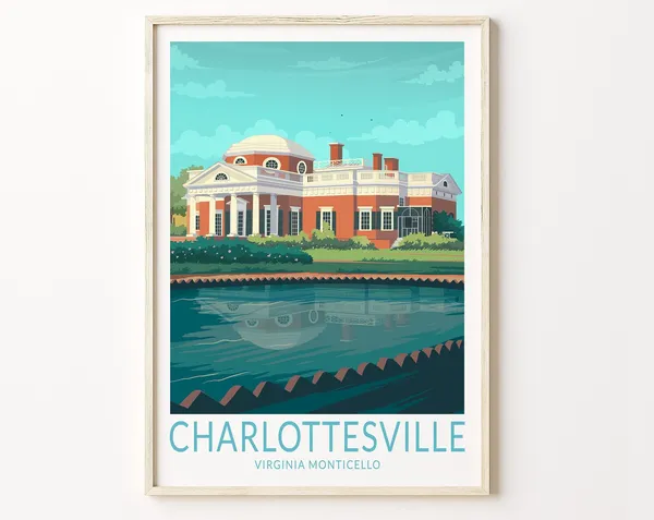 Charlottesville Monticello Travel Poster, Virginia Print