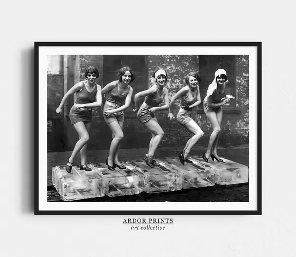 Vintage Women Dancing On Ice Charleston Art Print