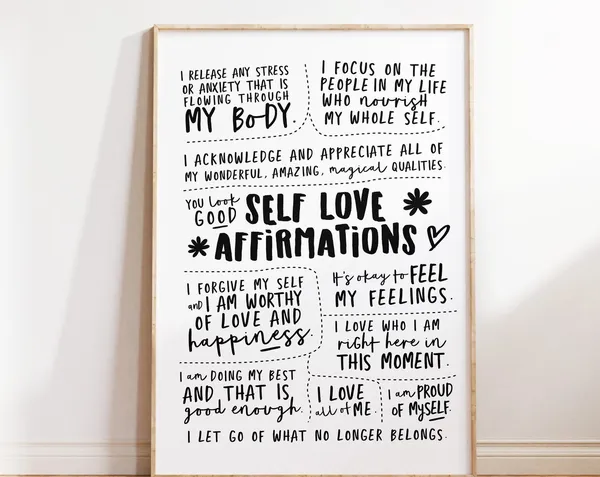 Self Love Affirmation Poster, Positive Daily Art Print