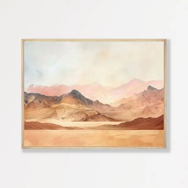 Desert Mountains Retro Boho Landscape Art Print