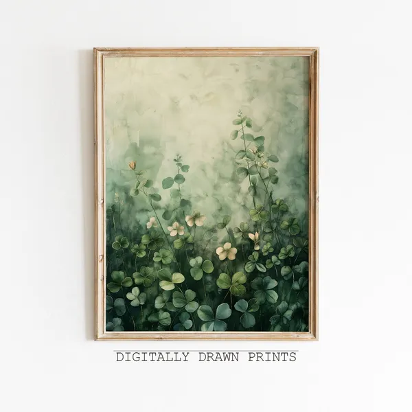 Saint Patrick's Clovers Vintage Field Art Print