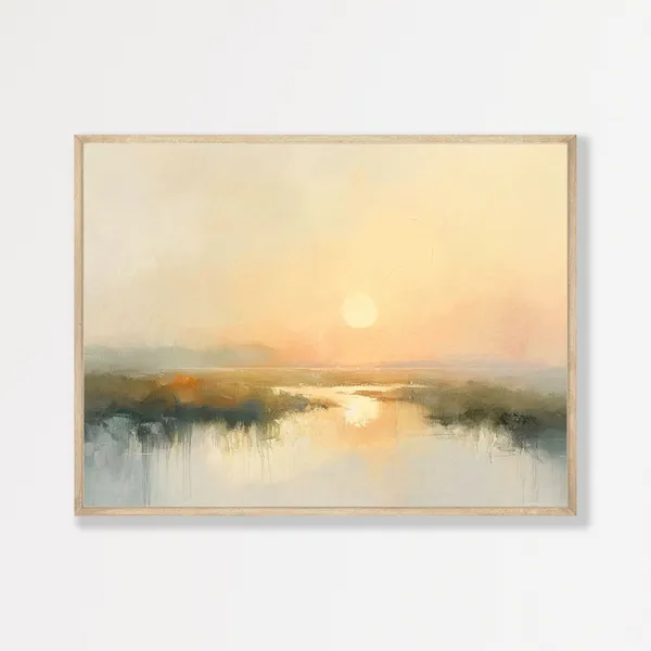 Muted Lake Abstract Landscape, Vintage Art Print