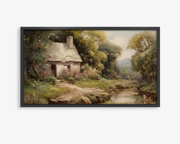 English Cottage Garden TV Art, Farmhouse Decor