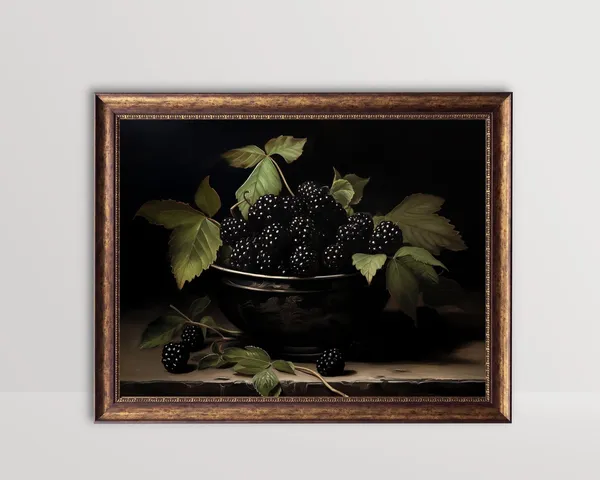 Blackberry Vintage Gothic Still Life Oil Painting Print