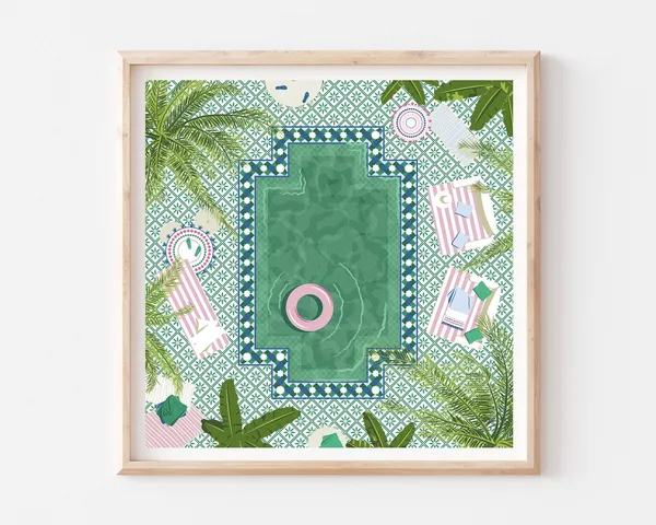 Morocco Riad Poster Print, Marrakesh Pool